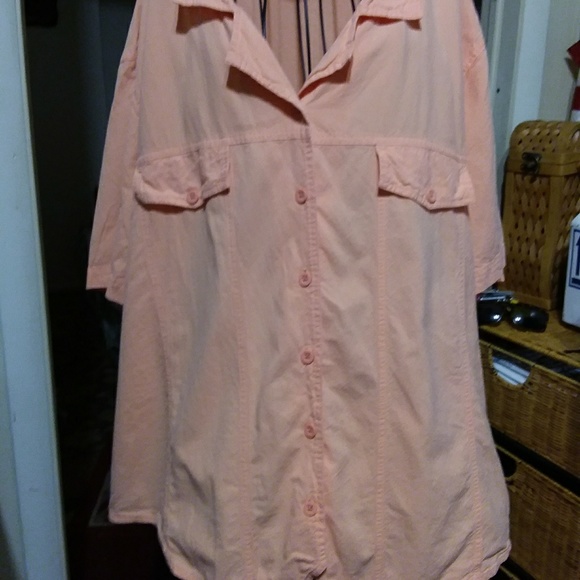 2 women's  blouses 1- peach 1-light blue - Picture 1 of 4